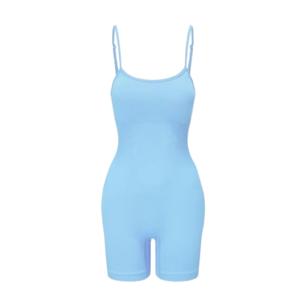 Go.G.G Seamless Padded U Neck Shaping Romper Bodysuit / Blue / NIB